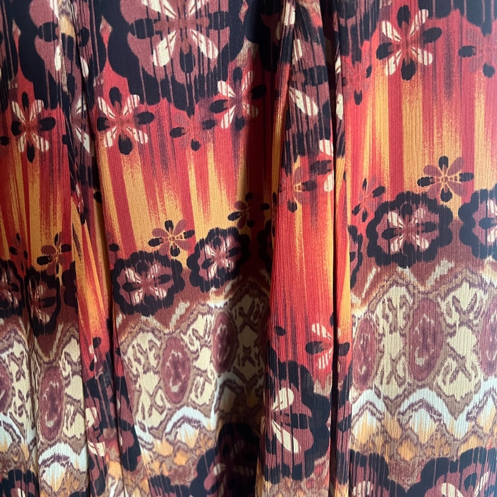 dressbarn Orange and Brown Floral High-Low Maxi Skirt - Picture 3 of 5